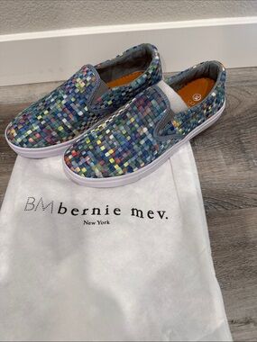 bernie mev. Multicolor Woven Slip-On Sneakers with White Sole NEW sz 38